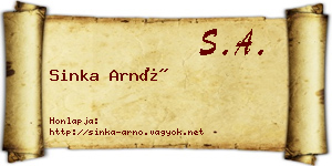 Sinka Arnó névjegykártya